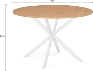Столовий стіл IDMarket Alix, круглий, на металевих ніжках, 110 см, для 4-6 осіб, дерево та білий колір