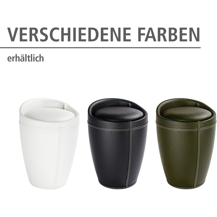 WENKO табурет для ванної кімнати Candy з місцем для зберігання, збирач бруду, ABS-пластик, 20 л, Ø 36 x 50,5 см