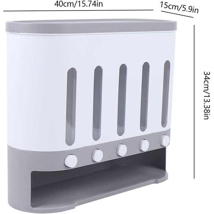 В 1 диспенсер для граноли, настінний диспенсер для граноли, контейнер для сухого корму для рису, кейс для зберігання кухонних продуктів, 5 сіток, для приготування рису, 5