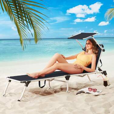 Шезлонг Мальта Антрацит 210x61x35см Alu Sun Covery