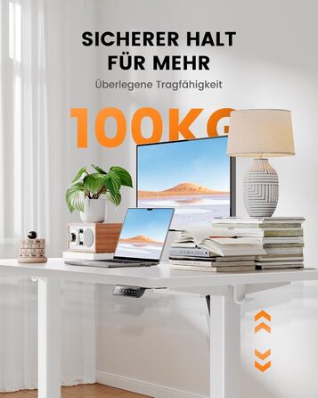 Стіл з регулюванням висоти ErGear 120x80 см, вантажопідйомність 100 кг, електричний, тихий, білий