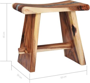 Дзеркальний табурет з масиву акації для ванної кімнати 50x30x45 см, Polyresin