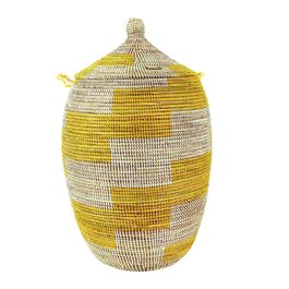 Кошик для білизни YAADU з кришкою XXL - великий контейнер для білизни, жовтий