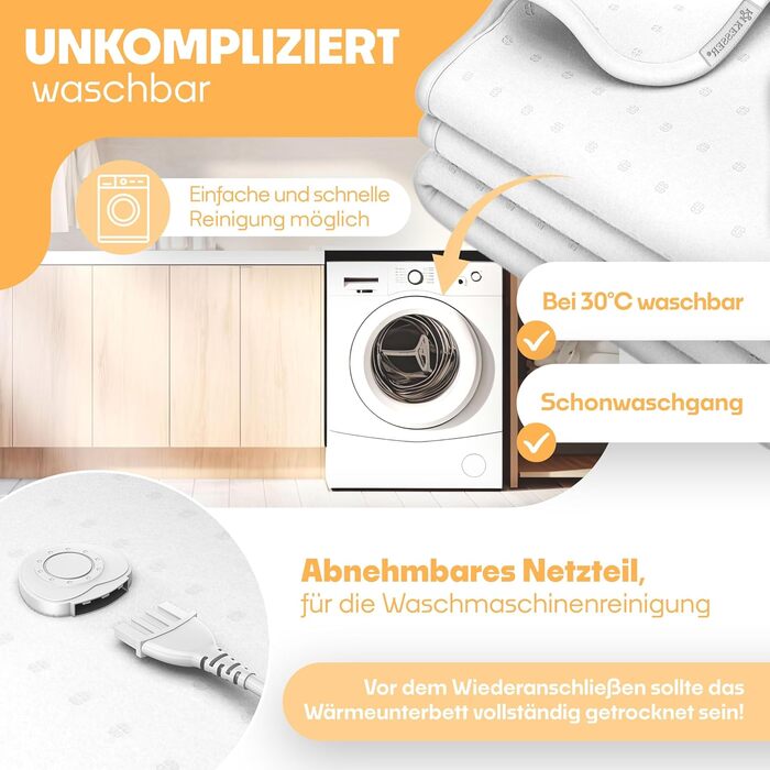 Електрична ковдра KESSER® з двома зонами нагріву та автовимкнення | 3 температурні режими | М'яка флісова підстилка для ліжка | Біла ковдра без візерунку