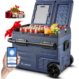 Автомобільний компресорний холодильник AAOBOSI 45л з Wi-Fi, USB зарядкою, LED підсвіткою, 12/24V/220V - для авто, кемпінгу, подорожей (синій)
