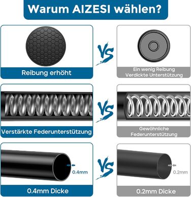 Штанга для штор без свердління AIZESI, 113-197 см, телескопічна, чорна (діаметр 22 мм)