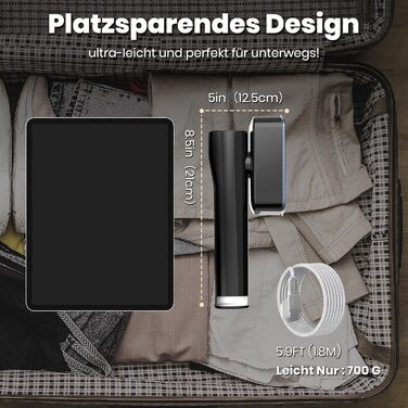 Портативний парогенератор для подорожей 2-в-1 Black, Швидкий нагрів 15с