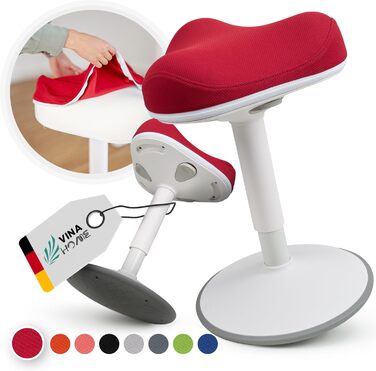 Офісний стілець SH-01 Zip з знімним чохлом | Ергономічний стілець-пуф | Сертифікований IGR | Для роботи та відпочинку | З ефектом гойдання | Регулювання висоти 58-83 см (ZIP, Червоний)