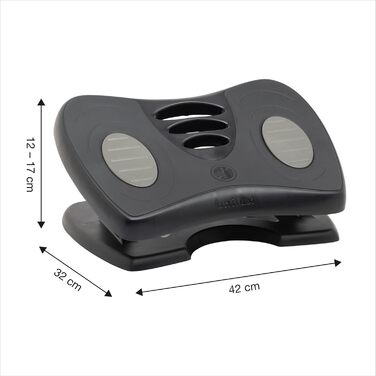 Підставка для ніг Unilux Nymphea, регульована, антиковзка, динамічна, для офісу та дому, чорна, 43 x 33,7 x 12,2 см