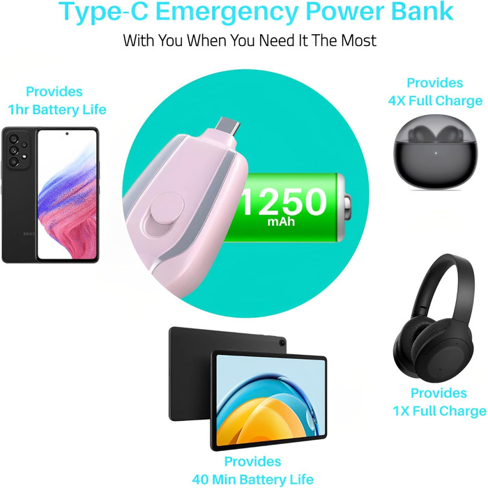 Брелок Power Bank на Android Type-C (Samsung, Xiaomi, Huawei)