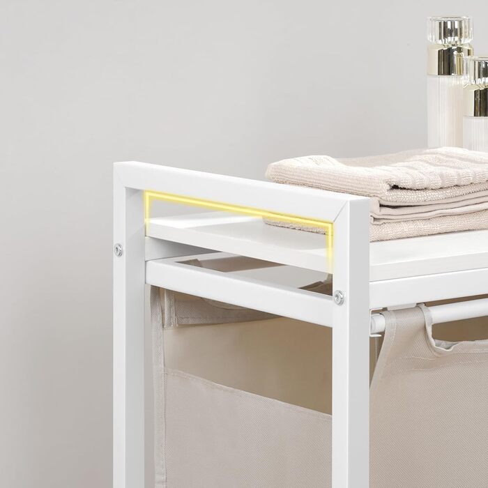 Кошик для білизни HOOBRO з 3 відділеннями, 119 л, білий, на колесах