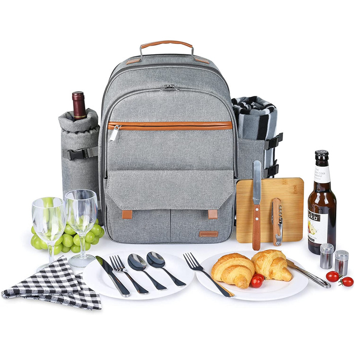 Набір для пікніка Sunflora з ізольованим контейнером та ковдрою для кемпінгу та відпочинку на природі (блакитний у смужку)