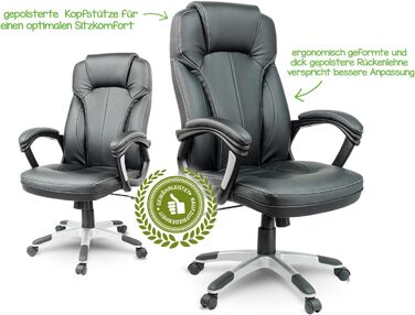 Офісне крісло Sofotel: регульована висота, Tilt механізм, підлокітники, підголовник, чорний колір, штучна шкіра