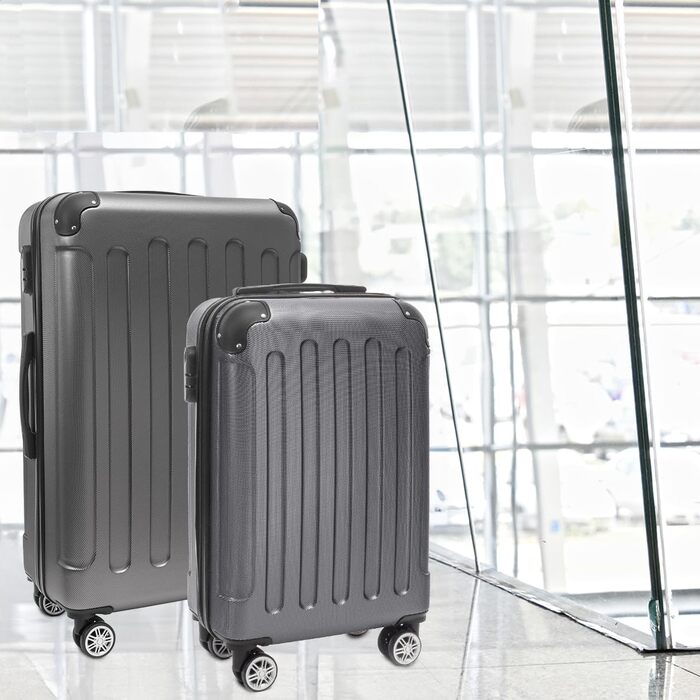 Набір валіз TRVLMORE: 2 валізи (сірий) - міцний корпус, набір для подорожей