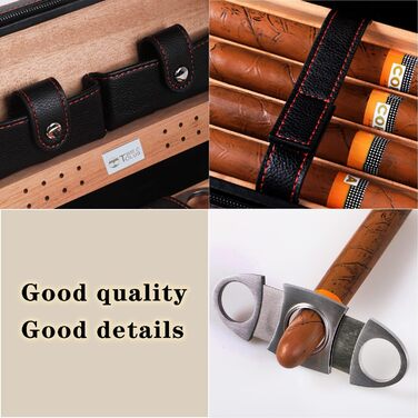 Чоловіче шкіряне цигарряне етоуі Time C Club з аксесуарами: різець для сигар та зволожувач, подарунок для дружків, на день народження, на День батька