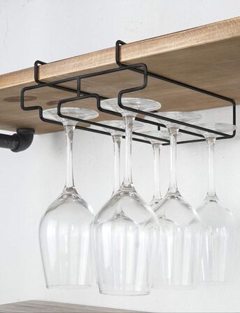 Підставка для склянок BAFVT – 2-ярусна, з нержавіючої сталі, для кріплення під шафку, органайзер для зберігання, підходить для шафки до 2 см (Чорний)