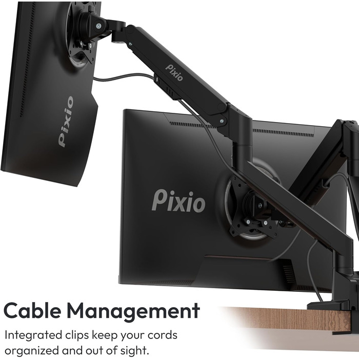 Кріплення для монітора Pixio PS1D Wave White - Настільний тримач, сумісний з VESA, керування кабелями, підходить для моніторів до 81.3 см (32