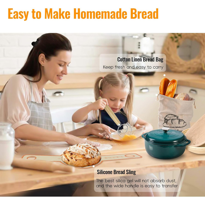 Набір для закваски та випікання хліба: корзини для бродіння (круглі 23 см, овальні 25 см) та аксесуари для випікання