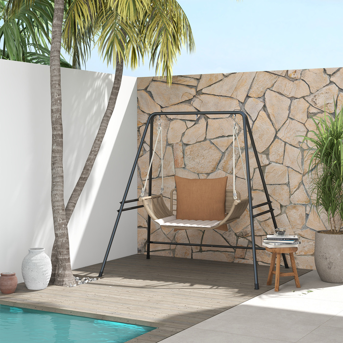 Каркас крісла-гамака Outsunny 178 x 143 x 180 см, з навантаженням до 150 кг, міцна підставка для підвісних крісел, ідеально підходить для внутрішнього та зовнішнього використання, чорний