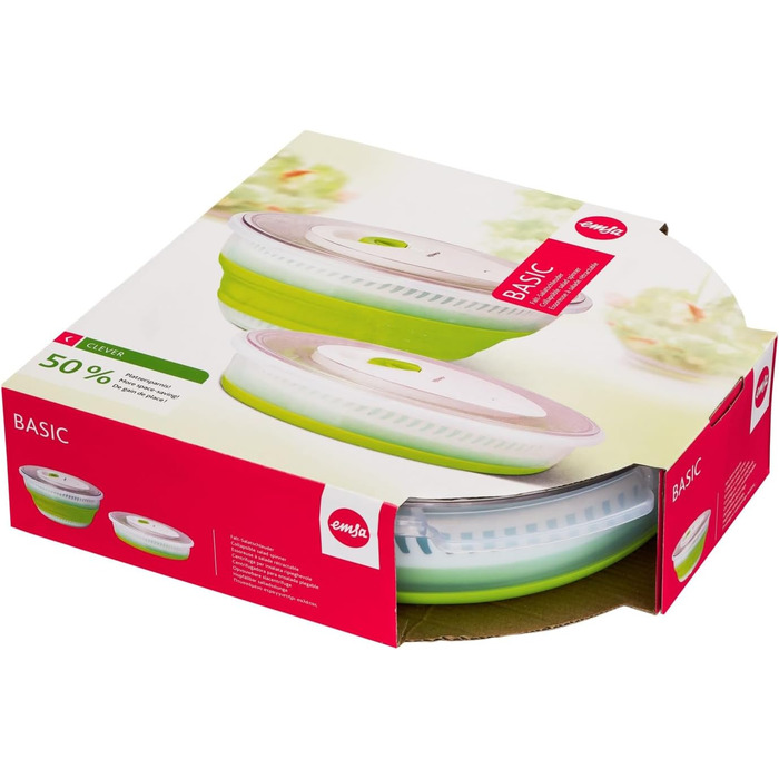 Салатниця-швидкообертач Emsa Turboknopf, 4,5 л, нержавіюча сталь, складана