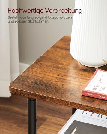 Столик для принтера VASAGLE з роликами, 3-рівневий, регульована стільниця, промисловий стиль, для офісу/кабінету, вінтажно-коричнево-чорний, OPS003B01V1