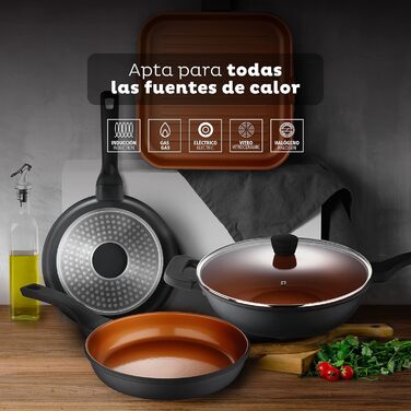 Сковорода San Ignacio Bronze з антипригарним покриттям 28 x 28 x 4,5 см, алюміній, для всіх плит