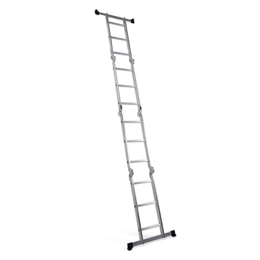 Багатоцільова драбина SOLID W3 алюмінієва зі сталевою платформою, срібна, hjh OFFICE