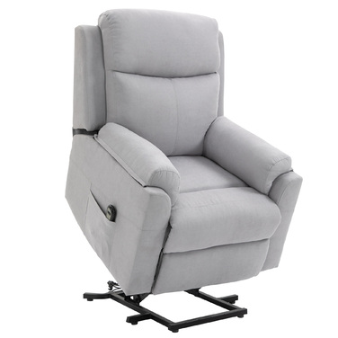 Крісло з електричною відкидною спинкою HOMCOM для літніх людей, льон Touch Light Grey 83 x 89 x 102 см, зручний допоміжний засіб для стоячи