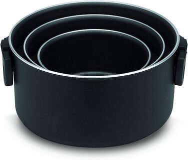 Набір каструль BALLARINI Click + Cook, 3 шт. (16, 20, 24 см), зі скляними кришками, з антипригарним покриттям, з відкидними ручками, чорний