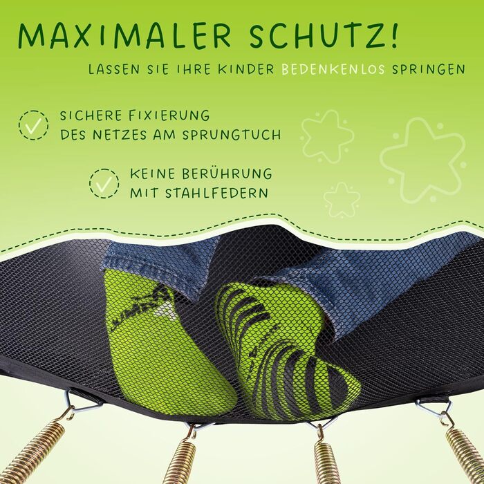 Батут Kinetic Sports 'Ultimate Pro' Ø 305 см для дітей з драбиною та захисною сіткою - чорно-неоново-зелений