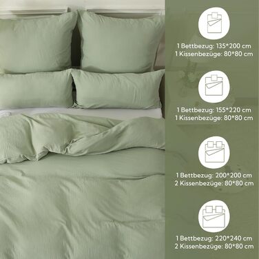 SOULFUL Комплект постільної білизни з мусліну 200x200, бавовна, 3 шт. (1x простирадло 200x200, 2x наволочки 80x80), Органічна білизна, колір лакричник, з блискавкою