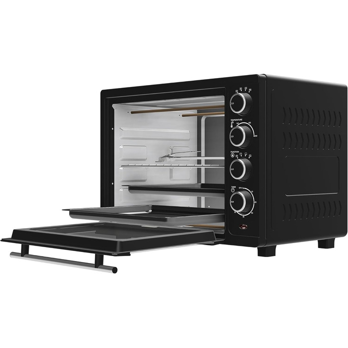 Міні-піч TurboTronic 35л з конвекцією, чорна, 1600W. 2 дека, таймер, піч для піци та гриль