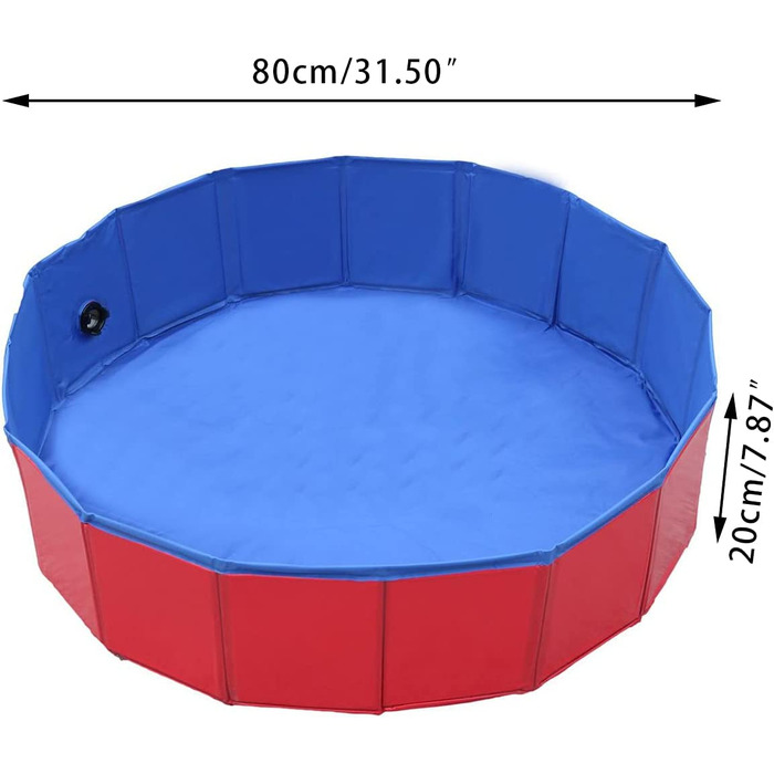 Складаний басейн для собак, басейн для собак і котівнековзний басейн з ПВХ з клапаном для зливу води для собак, кішок, маленьких домашніх тварин, дитяча ванна (50 * 8 см) (80x20 см)