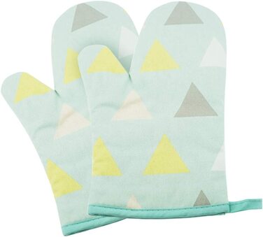 Термостійкі рукавички для духовки потовщені термостійкі рукавички для випічки рукавиці для випічки, бавовна, (зелений трикутник, 1 пара)