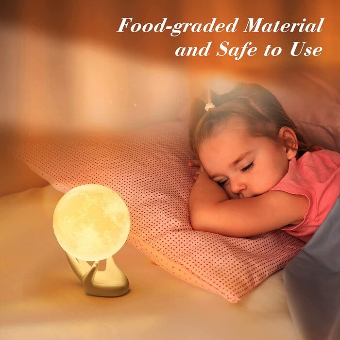 Новий подарунок на День матері Mydethun 2023 16 кольорів місячна лампа з керамічною основою, 3D-нічник 9 см, пульт дистанційного керування, USB-зарядка, лампа для дітей, дівчаток, спальня, прикраса будинку, світильник настрою Різнокольоровий 9 см