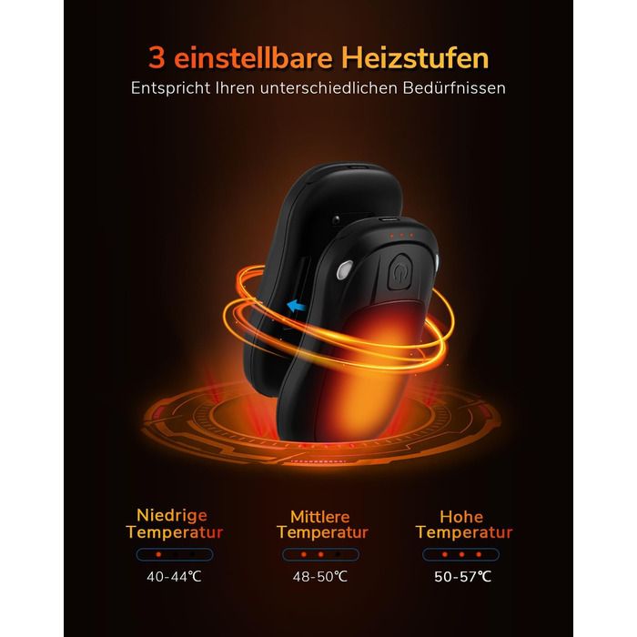 Електричний гріє для рук, перезаряджуваний, USB, набір 2 шт. для чоловіків та жінок (помаранчевий)