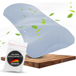 Подушка для ванни з сіткою для прання - Максимальний комфорт та розслаблення з новітньою технологією Air Mesh - Подушка для ванни з 4 міцними присосками - Підтримка шиї/голови (Світло-блакитний)