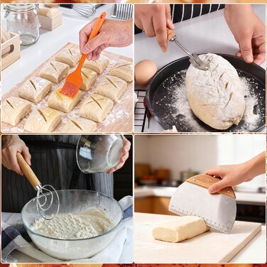 Набір для закваски хліба: 31 корзинка для бродіння, корзинки з силікону, форма для хліба, ніж для хліба, льняна тканина, сумка, скребок для тіста та щітка для початківців та досвідчених