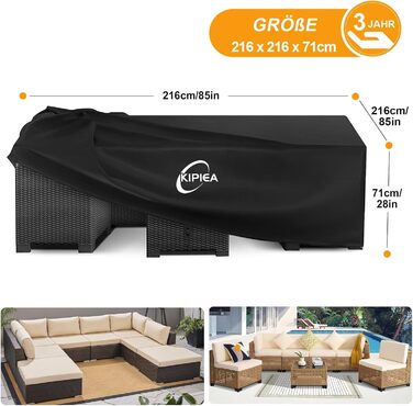 Чохол для садово-патіо меблів Kipiea, 242x162x100 см, водонепроникний, анти-UV, для захисту від зимових опадів