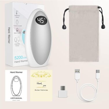 Електричний грілка для рук Powerbank 5200mAh, USB, для кемпінгу, катання на лижах, подарунок на зиму (срібний)