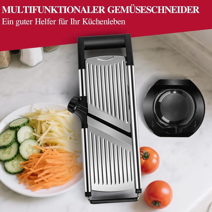 Машинка для нарізання овочів Mastertop Mandoline, 5-в-1, з нержавіючої сталі, регульована, для нарізання соломкою, скибочками та тертям