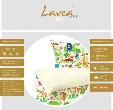 Комплект постільної білизни для малюків Lavea-Луїс 100 х 135 см 40 х 60 см.Дизайн джунглі Колір жовтий 100 бавовна. Висока якість із застібкою-блискавкою. 100 х 135 40 х 60 см джунглі