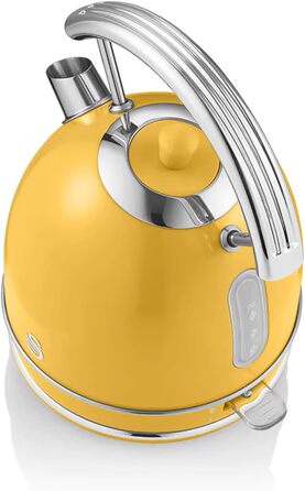 Набір Swan Retro: чайник 1,8L та тостер з 2-ма гріль-слотами, жовтий, вінтажний дизайн