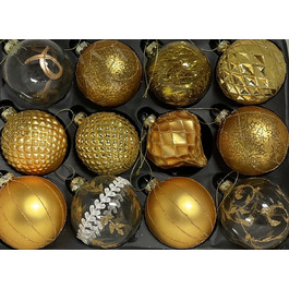 Набір різдвяних куль Ø 5 см, ялинкові дрібнички, ялинкові дрібнички, Різдвяна прикраса (золото)
