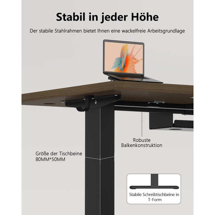 Регульований стіл Flamaker: електричний, з пам'яттю, для офісу, 180x80 см, колір горіх