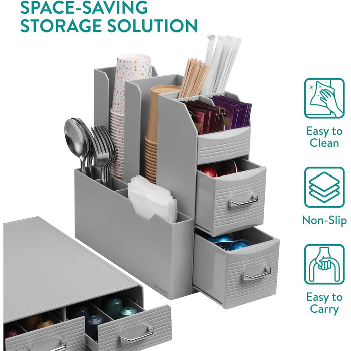 Тримач для капсул кави Navaris - органайзер для Nespresso капсул - контейнер для капсул різних розмірів - сірий