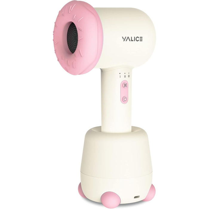 Бездротовий фен для немовлят, міні-фен для дітей, акумуляторний дитячий фен для чутливої шкіри з 3 швидкостями, підходить для 0-3 роки (Рожевий) Donut Рожевий
