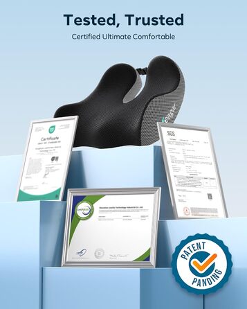 Ортопедична подушка для сидіння Feagar з memory foam - ергономічна подушка для офісного крісла, авто та дому - для полегшення болю в куприку при тривалому сидінні, неслизька (до 100 кг) (Сірий)