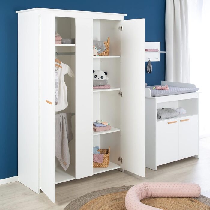 Комплект для дитячої кімнати Roba 'Антон' білий: пеленальний столик з 2 дверцятами, 1 поличкою, висота 90 см, пеленальний вкладиш