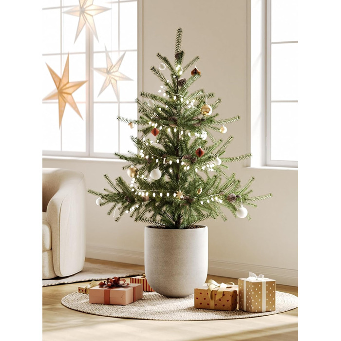 Керамічний горщик для квітів LE TAUCI, 30 см, з дренажним отвором, сірий